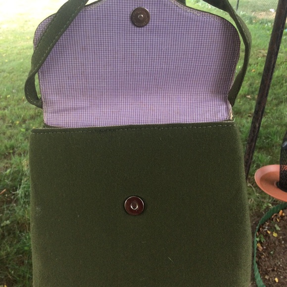 Olive green evening bag soft fabric lined - Picture 2 of 2